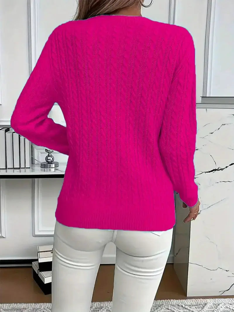 Cozy kabeltrui |  rond halswerk voor vrouwen