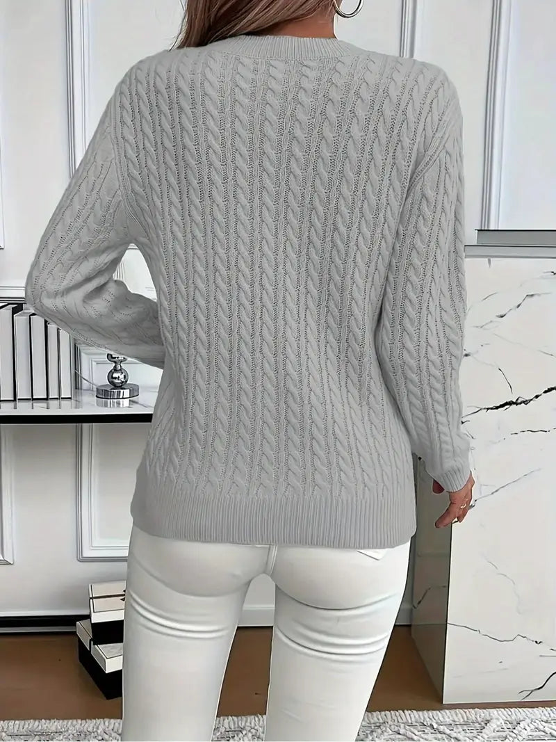 Cozy kabeltrui |  rond halswerk voor vrouwen