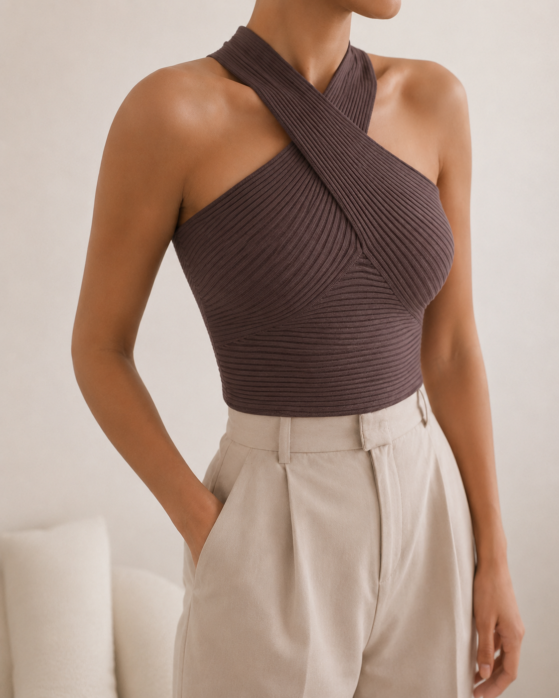 Elegante top met gekruiste band