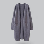 Dames lange losvallende gebreide cardigan met open voorkant – casual voor herfst en winter