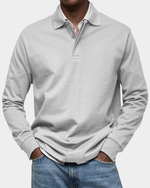 Heren Slim Fit Polo – Lange Mouwen, Geschikt voor Lente en Casual Gebruik