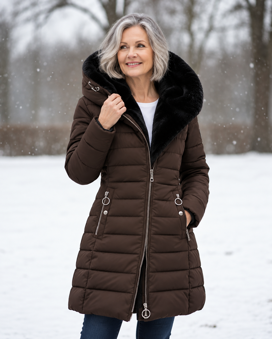 Marja - Warme gewatteerde winterjas met capuchon