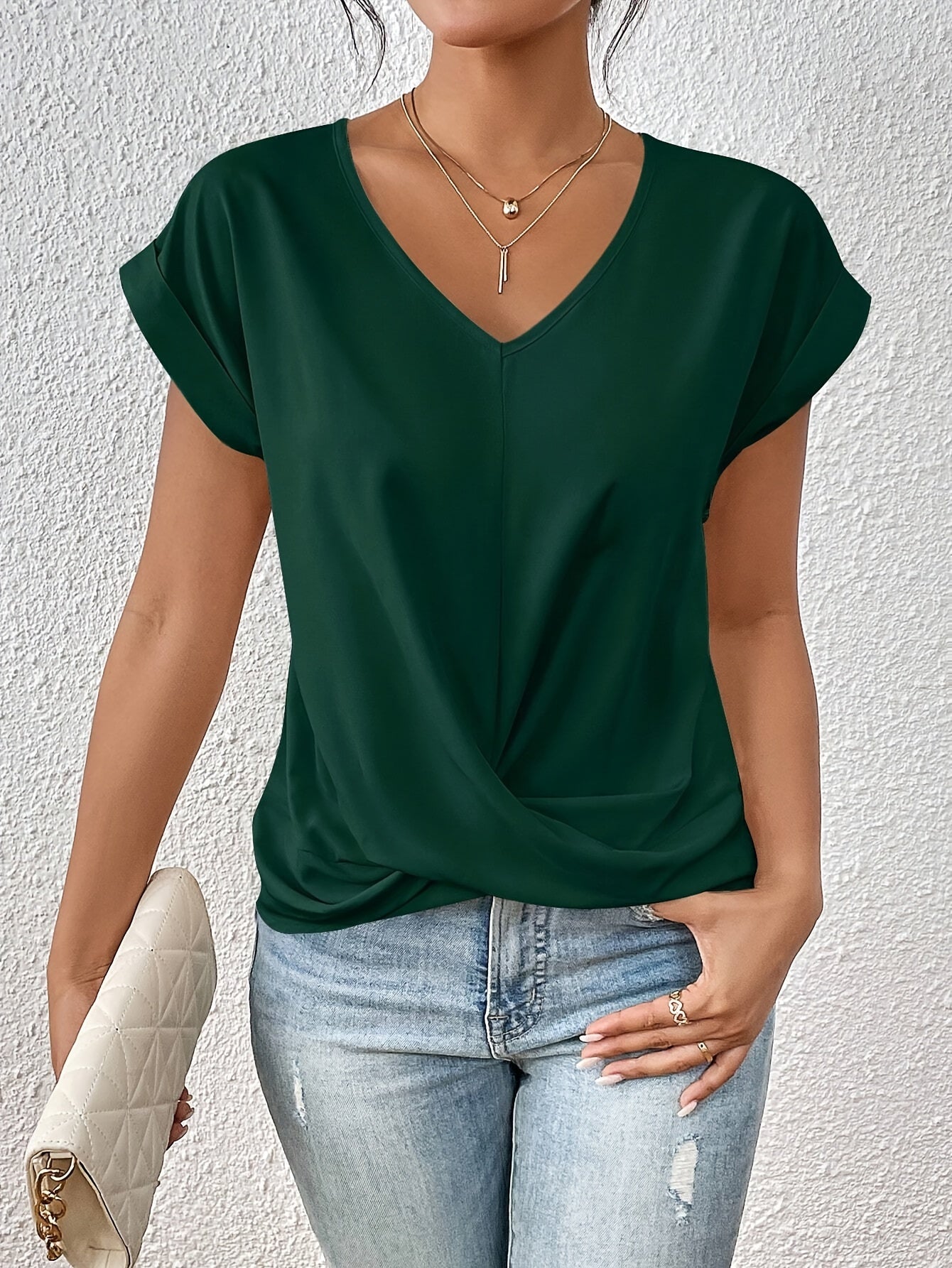 Dames Slim Fit T-shirt – Casual met V-hals voor Dagelijks Gebruik