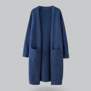 Dames lange losvallende gebreide cardigan met open voorkant – casual voor herfst en winter