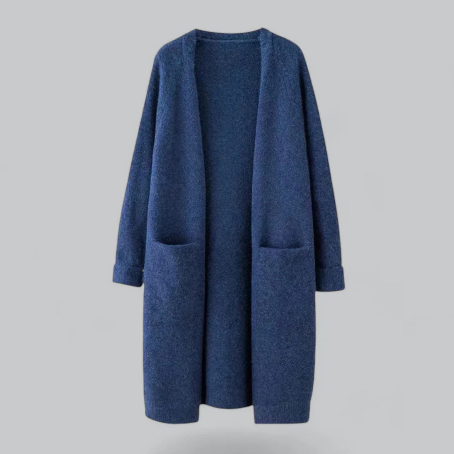 Dames lange losvallende gebreide cardigan met open voorkant – casual voor herfst en winter