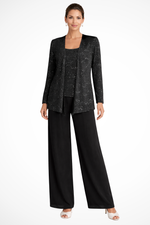 Dames Driedelig Pak met Pailletten en Kant - Wide Leg Broek Gala Outfit