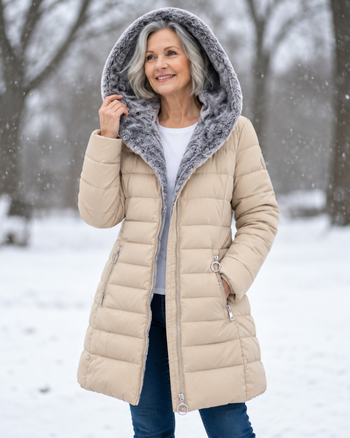 Marja - Warme gewatteerde winterjas met capuchon
