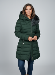 Dames Warme Lange Jas – Zwart, Gewatteerd, Ideaal voor Koude Seizoenen en Casual Outfits