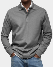 Heren Slim Fit Polo – Lange Mouwen, Geschikt voor Lente en Casual Gebruik