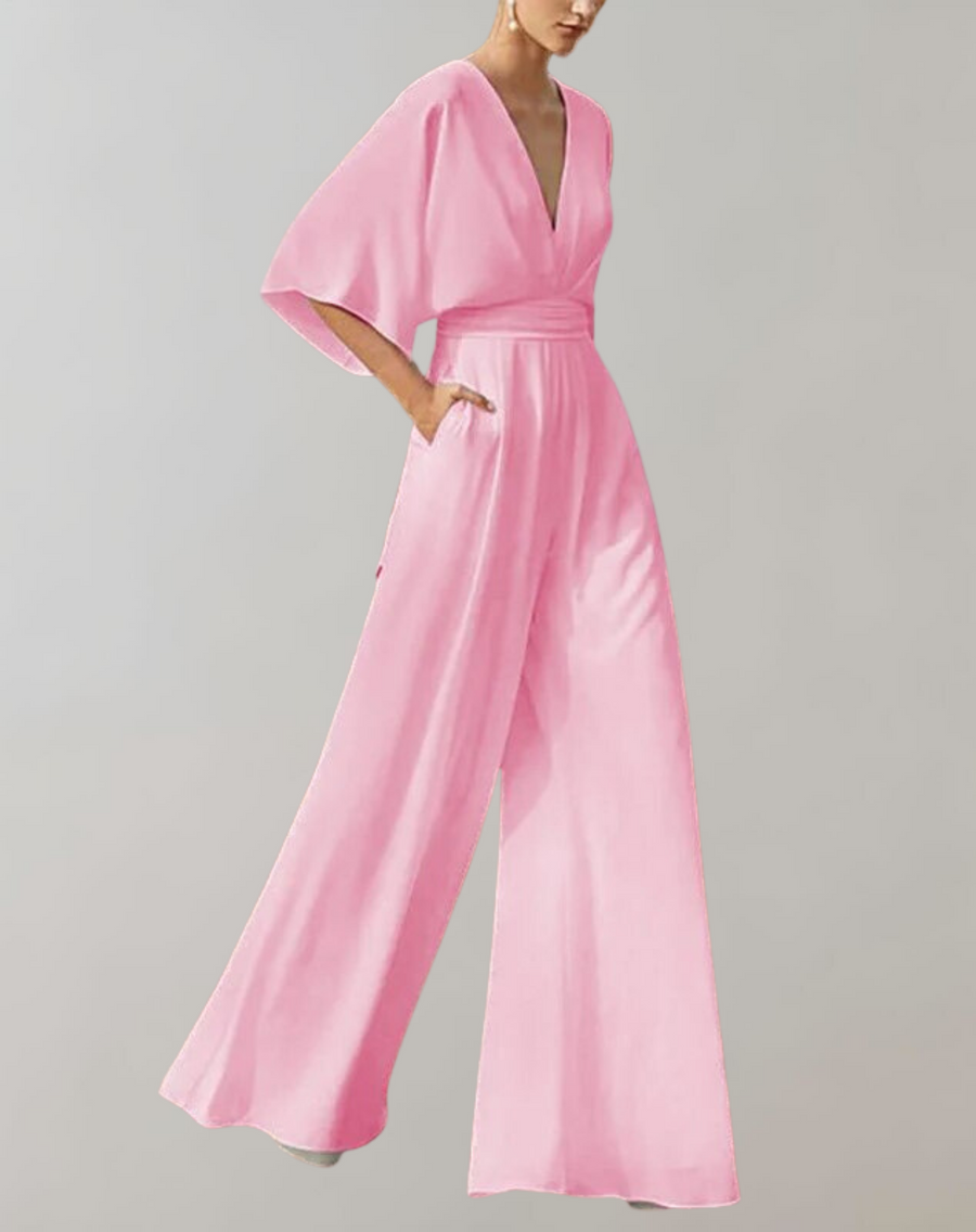 Dames Getailleerde Jumpsuit – Geschikt voor Feest en Avondkleding, Met Wijde Pijpen