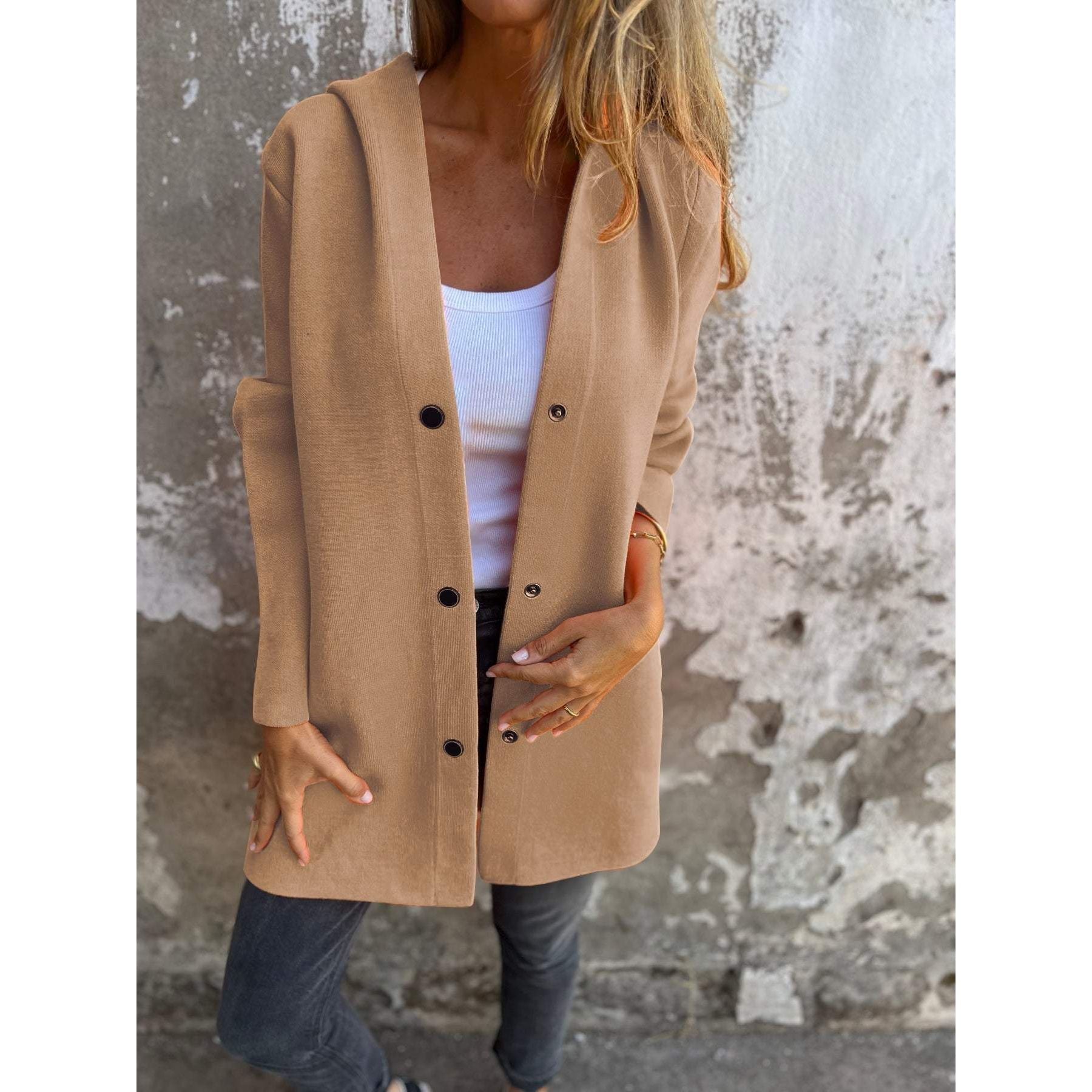 Vest met capuchon | Dames tussen jas/vest met strakke lijnen en tijdloos design
