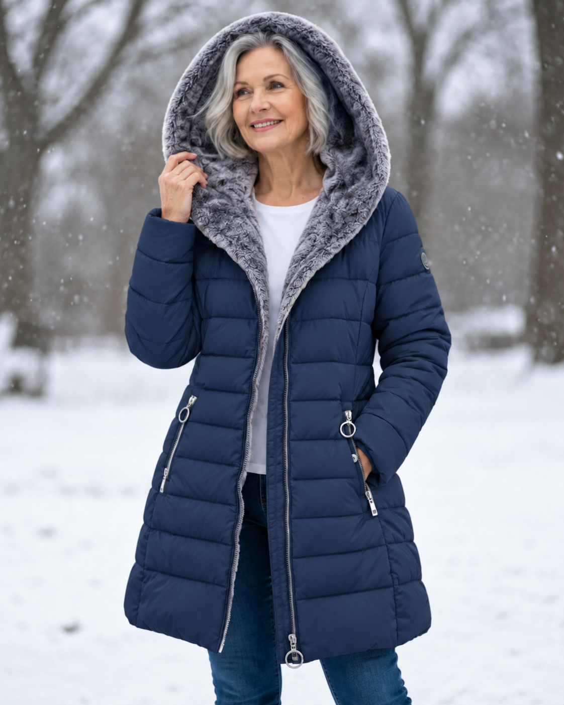 Marja - Warme gewatteerde winterjas met capuchon