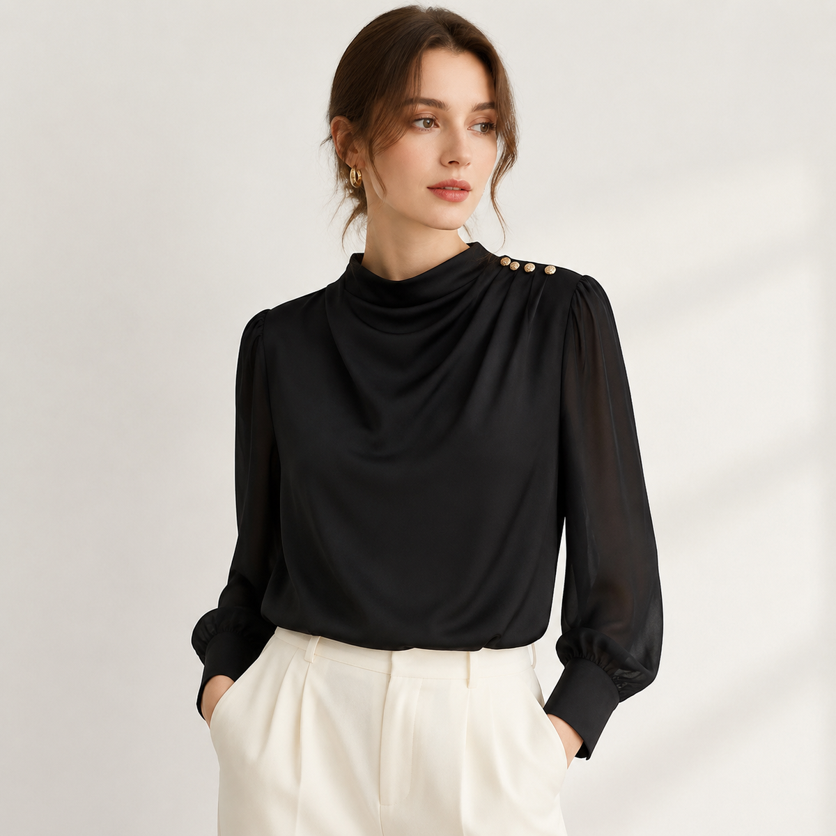 Elva - Gegolfde Blouse Dames