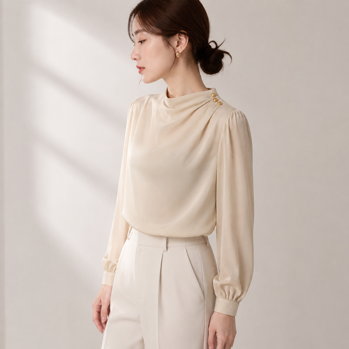 Elva - Gegolfde Blouse Dames