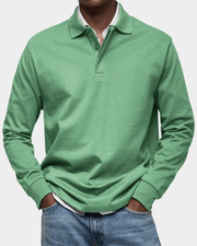 Heren Slim Fit Polo – Lange Mouwen, Geschikt voor Lente en Casual Gebruik