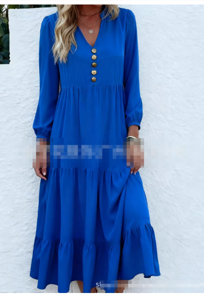 Simona | Midi-jurk voor dames met lange mouwen en ronde hals – elegante en flatterende stijl