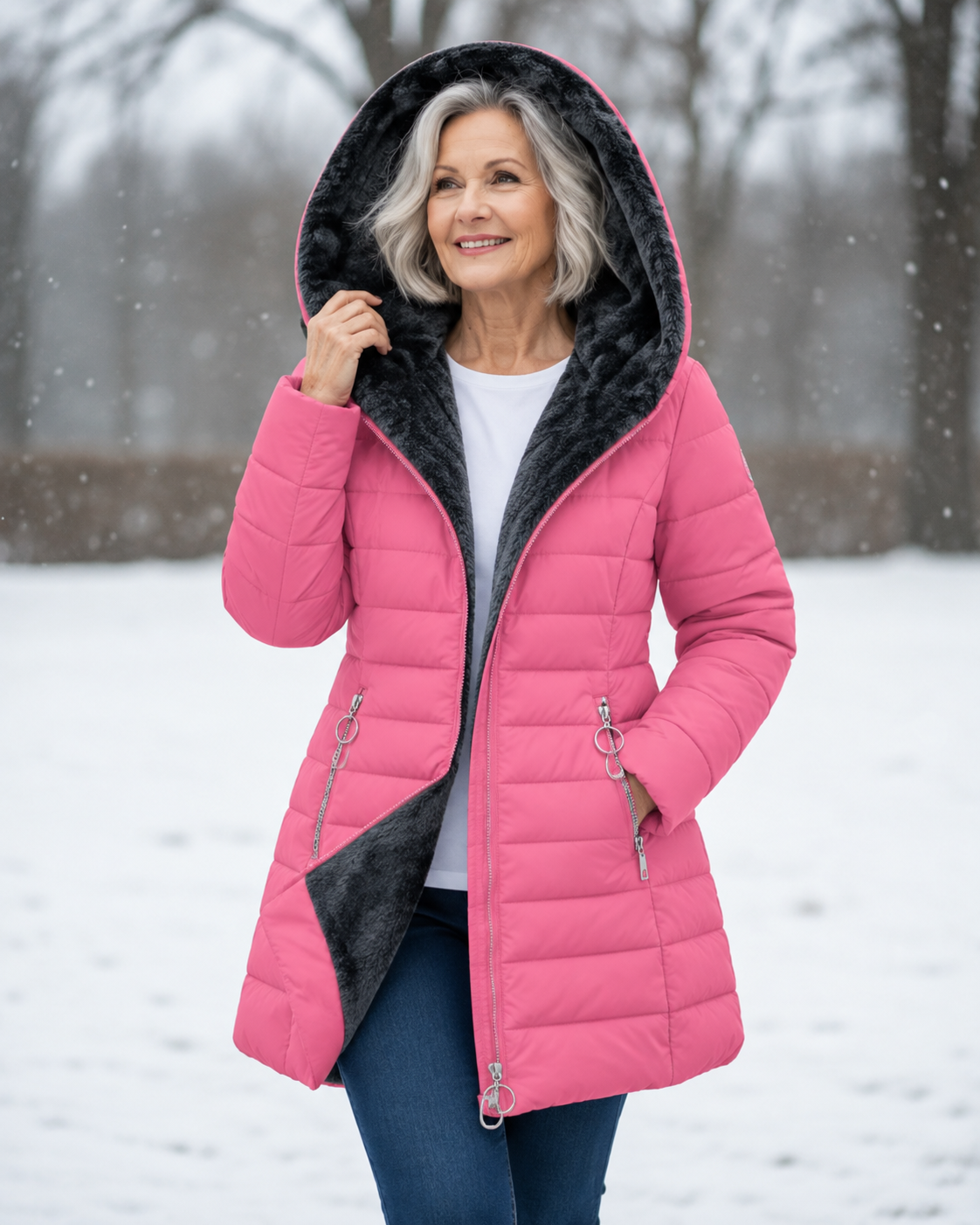 Marja - Warme gewatteerde winterjas met capuchon