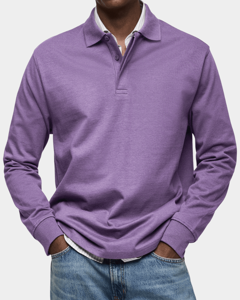Heren Slim Fit Polo – Lange Mouwen, Geschikt voor Lente en Casual Gebruik