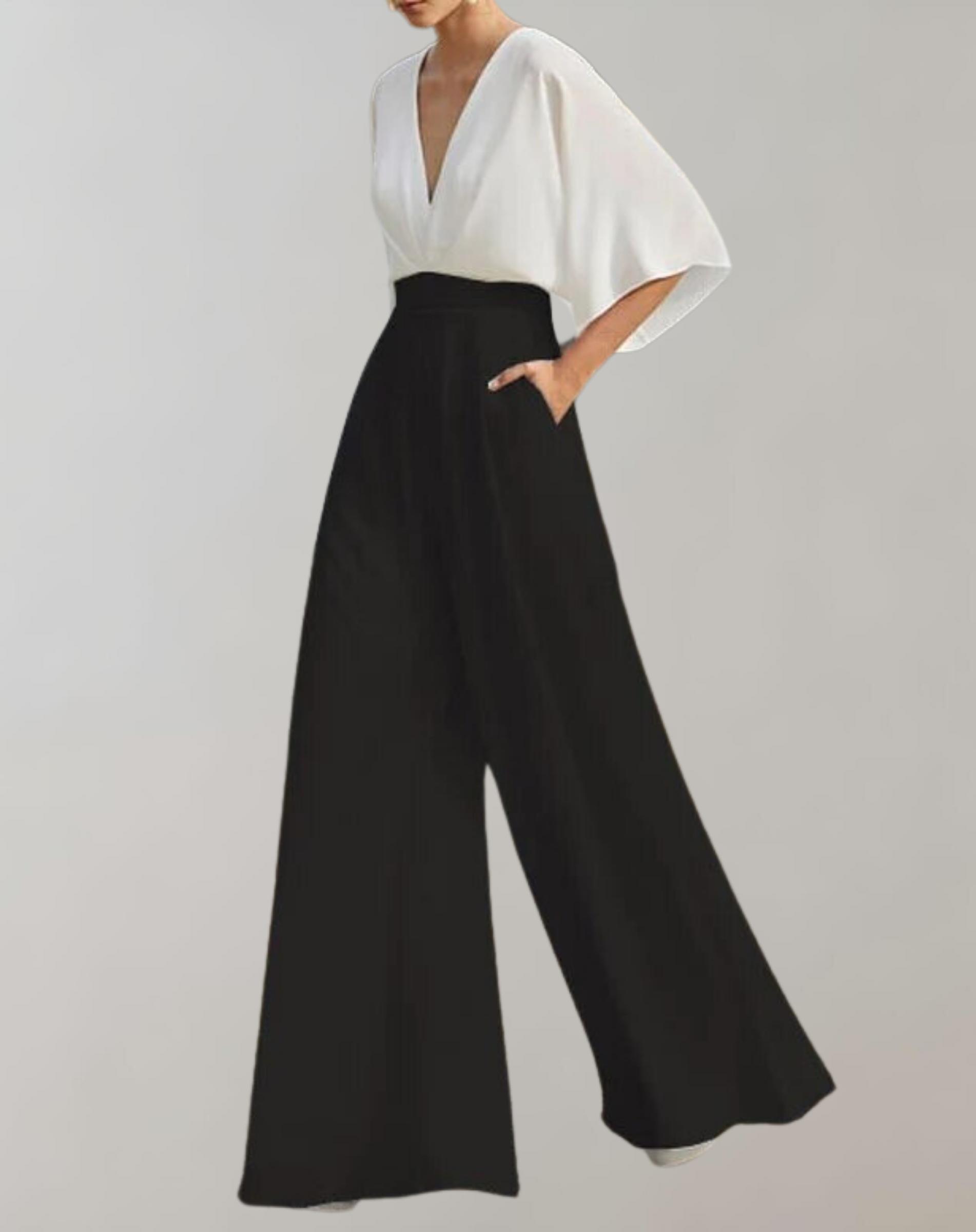 Dames Getailleerde Jumpsuit – Geschikt voor Feest en Avondkleding, Met Wijde Pijpen