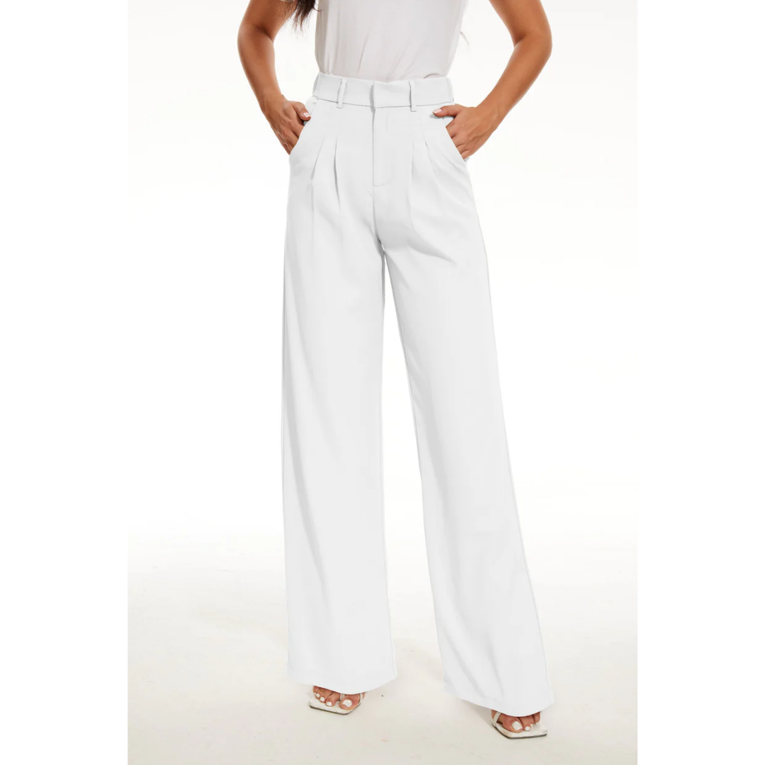 Dames Hoog Getailleerde Wide Leg Broek – Casual met Wijde Pijpen, voor Dagelijks