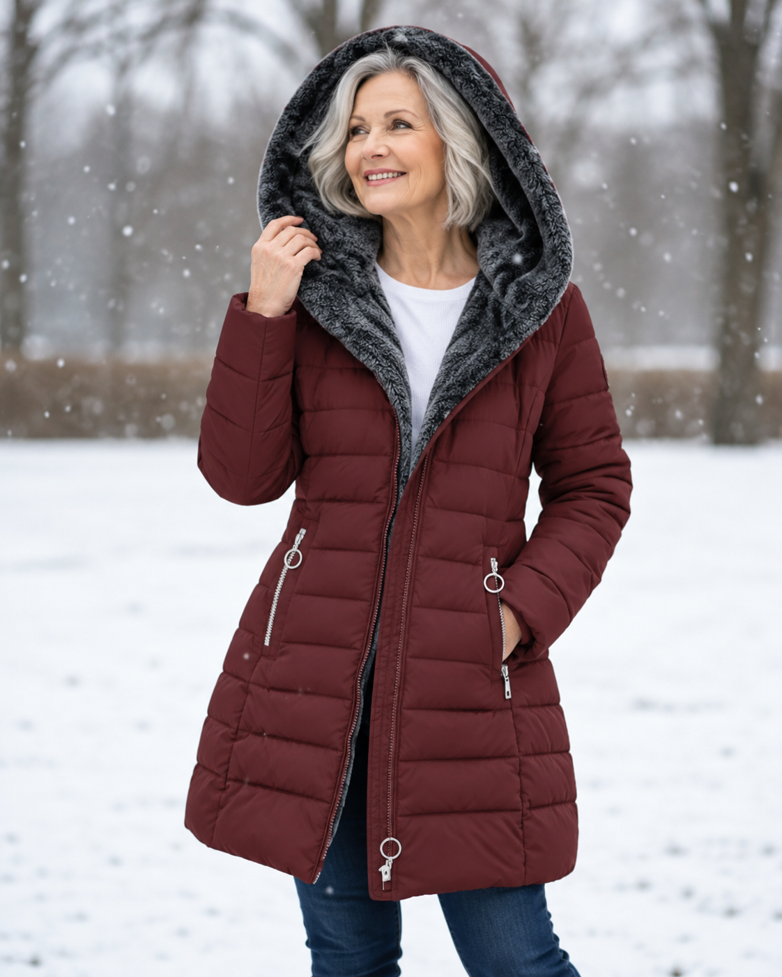 Marja - Warme gewatteerde winterjas met capuchon
