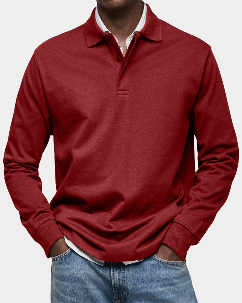 Heren Slim Fit Polo – Lange Mouwen, Geschikt voor Lente en Casual Gebruik