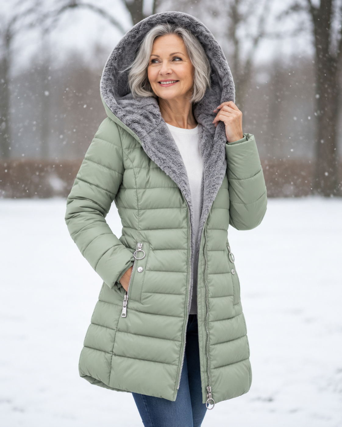Marja - Warme gewatteerde winterjas met capuchon