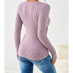 Dames V-hals Top – Zachte Stof, Lange Mouwen, Casual Blouse voor Dagelijks Gebruik