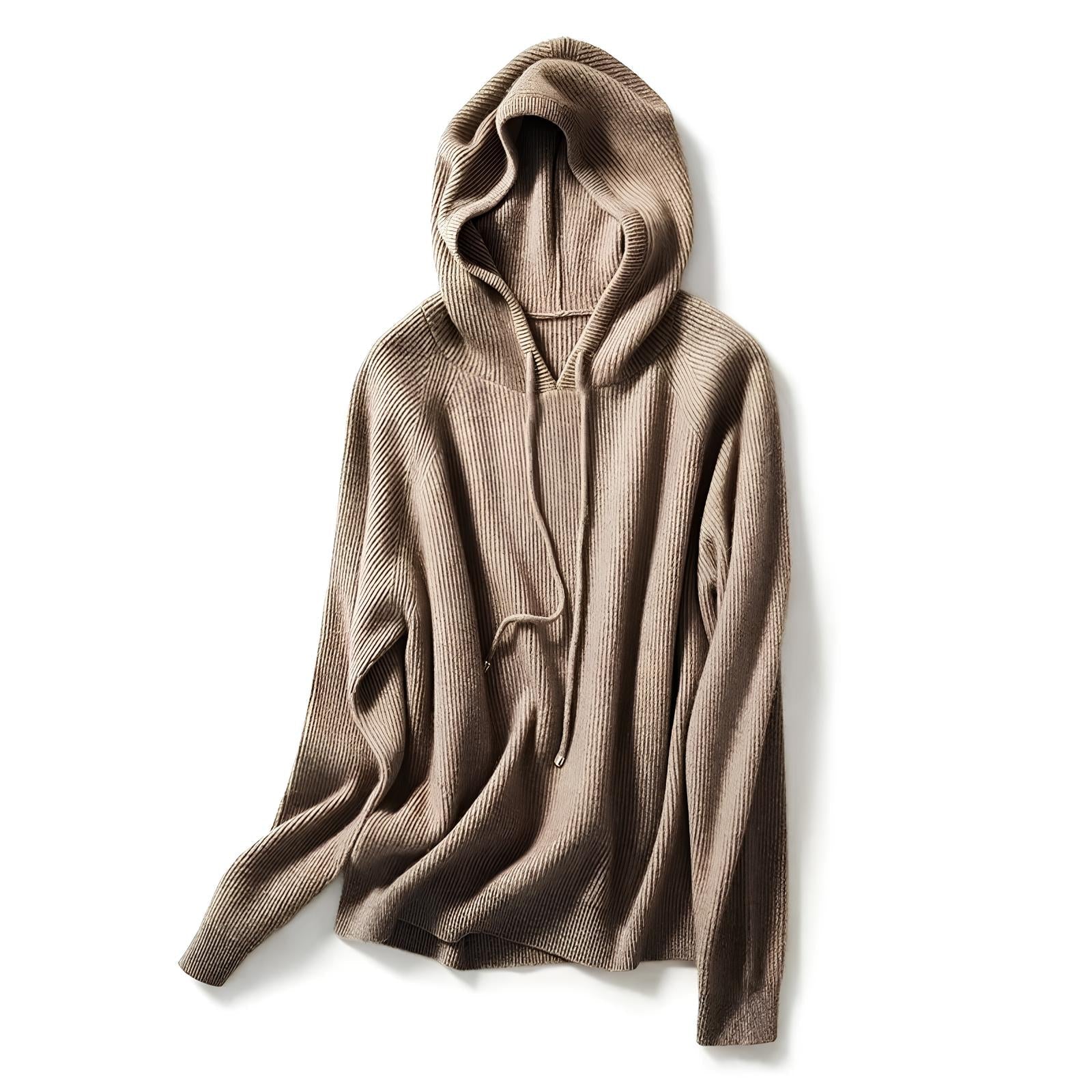 Dames Gebreide Hoodie – Trui met Capuchon, Casual Pullover voor Herfst en Winter