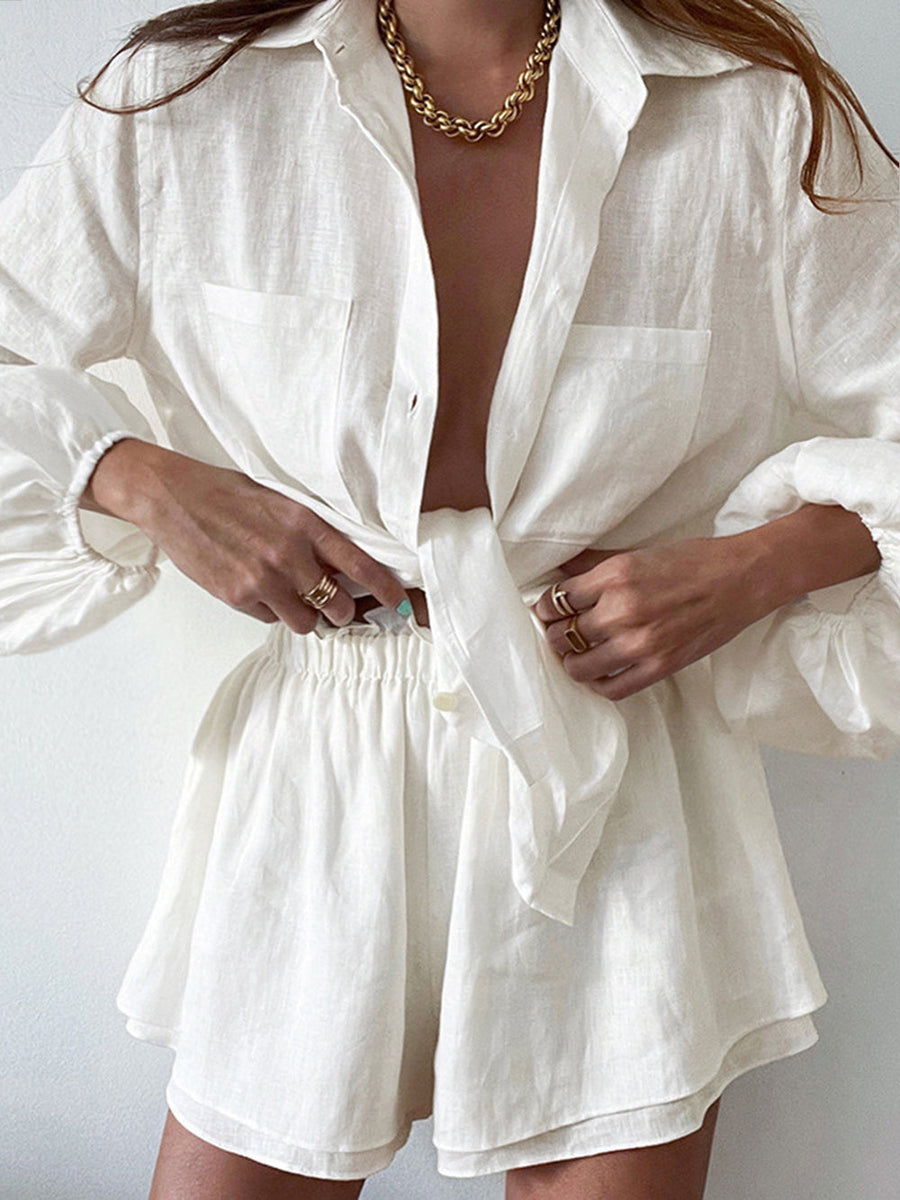 Platina | Tweedelige dames set met minimalistische stijl en ademende katoen-linnen mix
