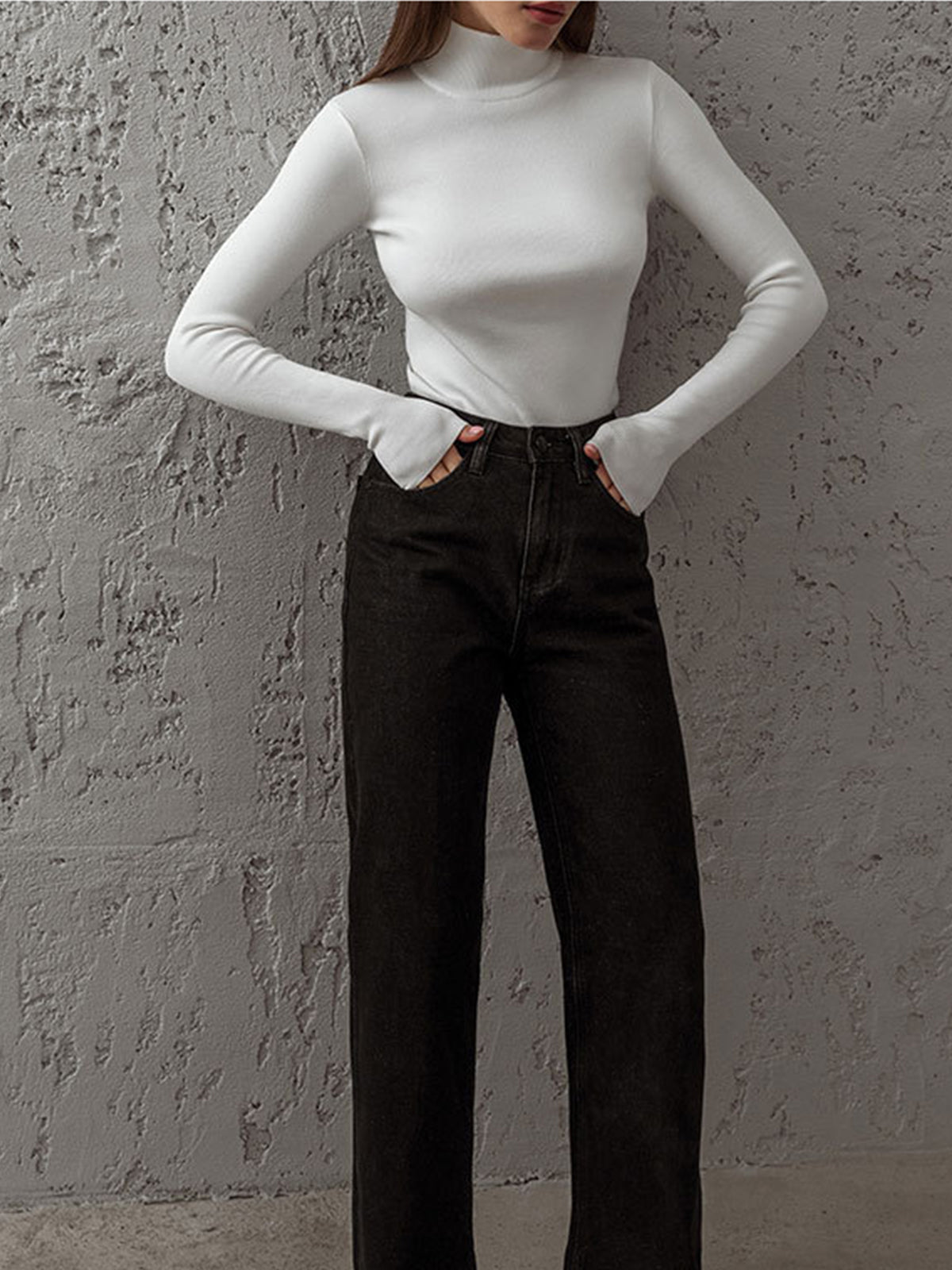Dames Comfortabele Mock Neck Top – Effen, Casual voor Lente