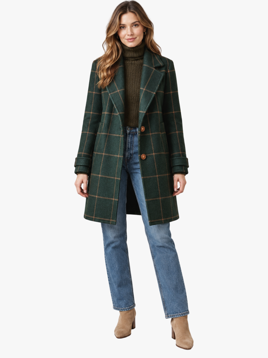 Sienna luxe | Recht vallende geruite jas voor vrouwen