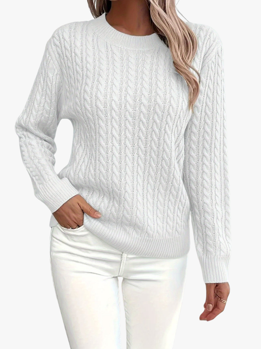 Cozy kabeltrui |  rond halswerk voor vrouwen