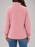 Dames Trui met Korte Rits - Geribbelde Ottoman Pullover
