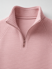 Dames Trui met Korte Rits - Geribbelde Ottoman Pullover