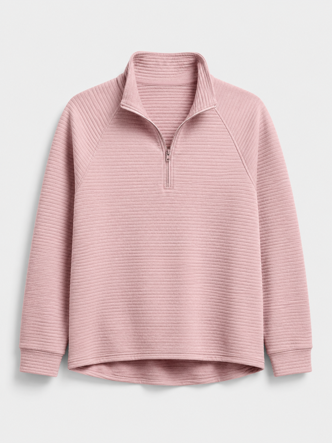Dames Trui met Korte Rits - Geribbelde Ottoman Pullover