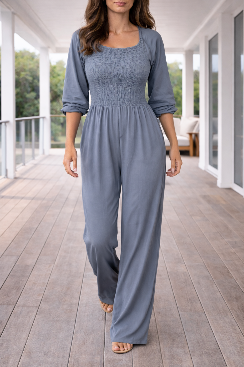Dames Oversized Jumpsuit – Met Lange Mouwen en Wijde Pijpen, Geschikt voor Zomer en Casual Gebruik