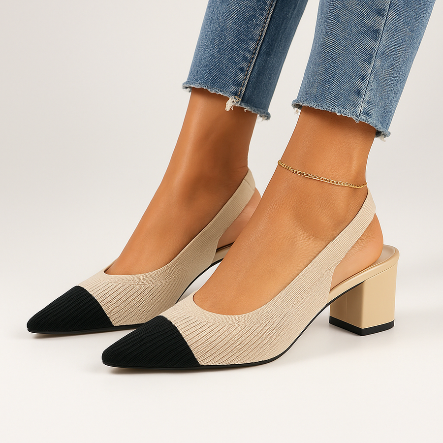 Slingback Hakken | Dames pumps met puntige neus en lage blokhak – elegant &amp; comfortabel