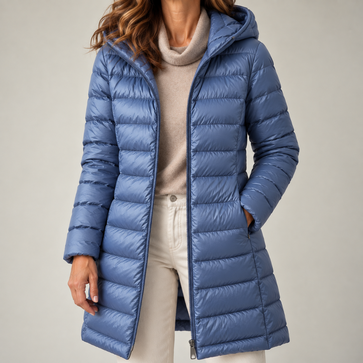 Charlotte – Elegante Lange Gewatteerde Winterjas