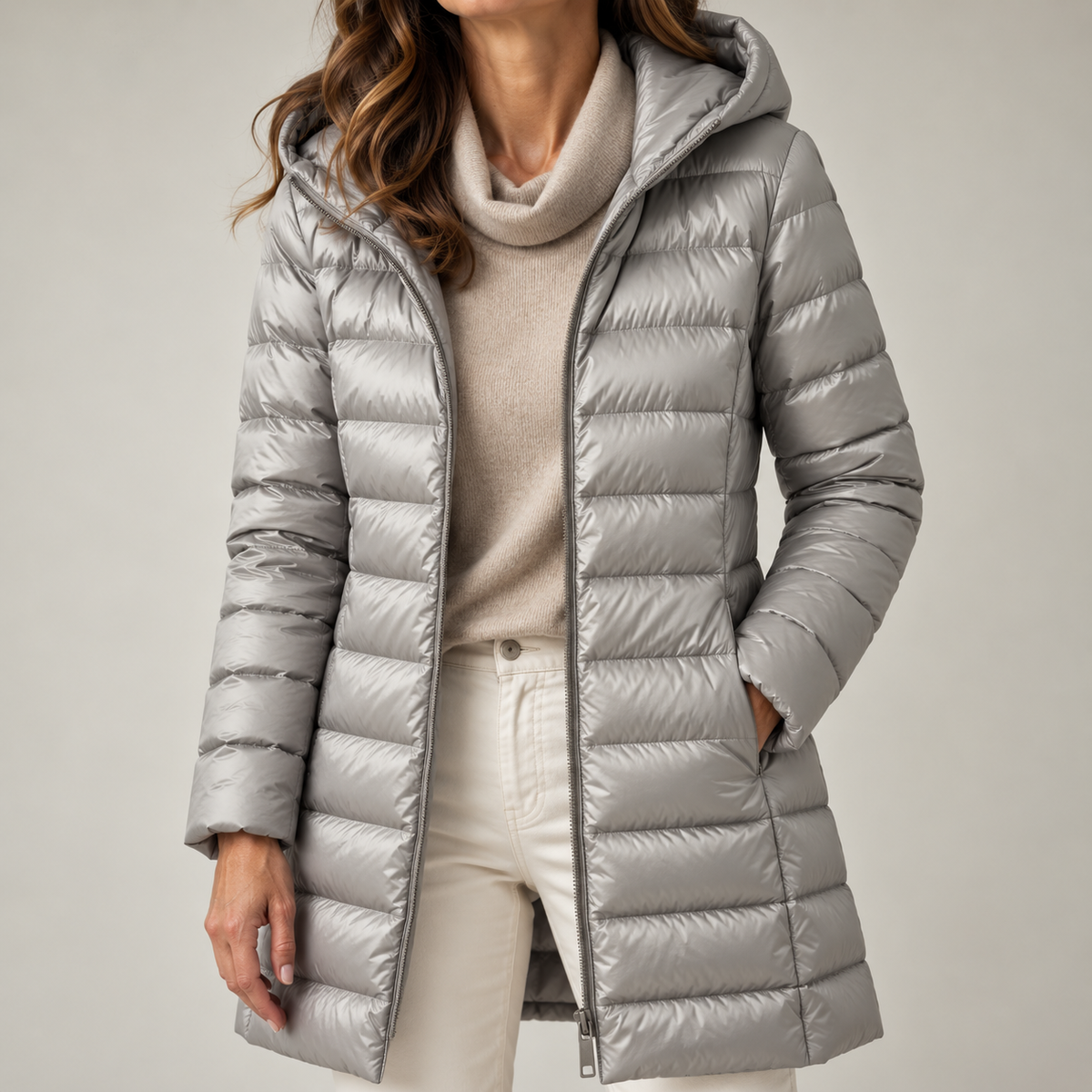 Charlotte – Elegante Lange Gewatteerde Winterjas