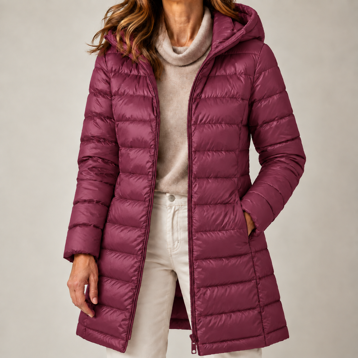 Charlotte – Elegante Lange Gewatteerde Winterjas