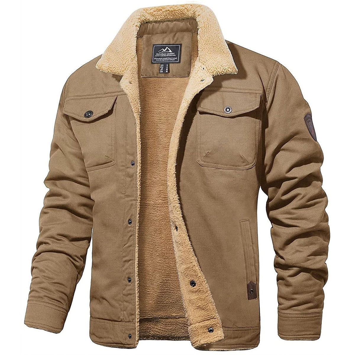 Heren Winterjas met Sherpa Voering - Warme Gevoerde Jas
