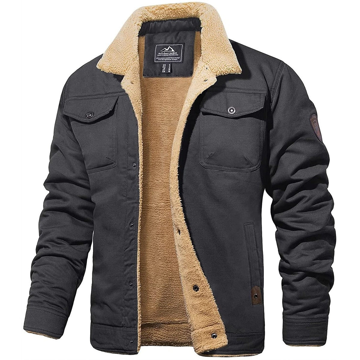 Heren Winterjas met Sherpa Voering - Warme Gevoerde Jas