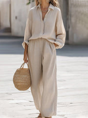Dames Oversized Set – Met Lange Mouwen en Wijde Broek, Geschikt voor Lente en Zomer