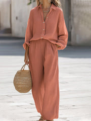 Dames Oversized Set – Met Lange Mouwen en Wijde Broek, Geschikt voor Lente en Zomer