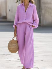 Dames Oversized Set – Met Lange Mouwen en Wijde Broek, Geschikt voor Lente en Zomer