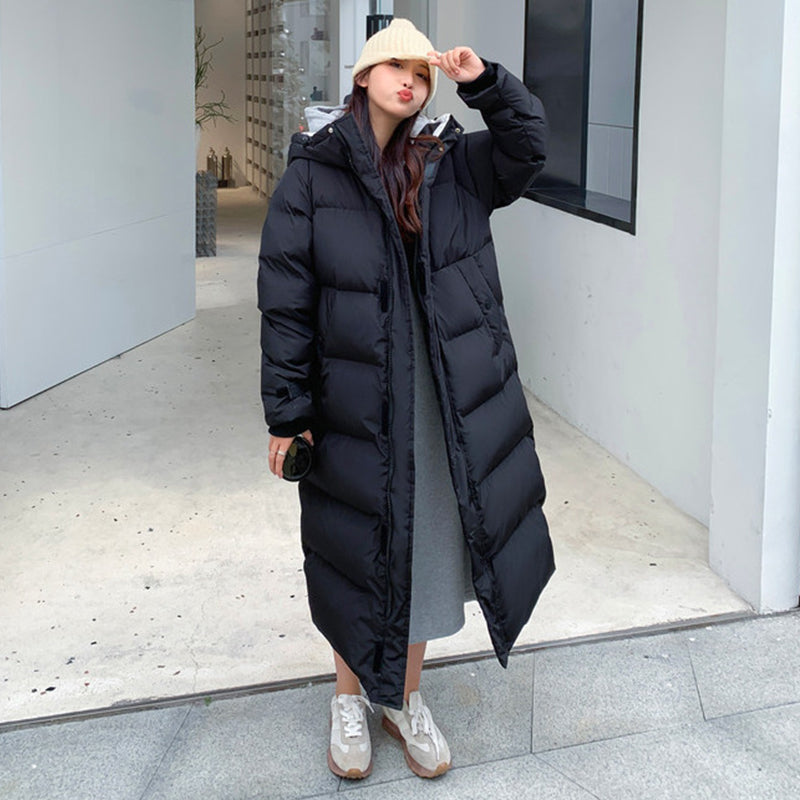 Dames Lange Winterdichte Puffer Parka Winterjas