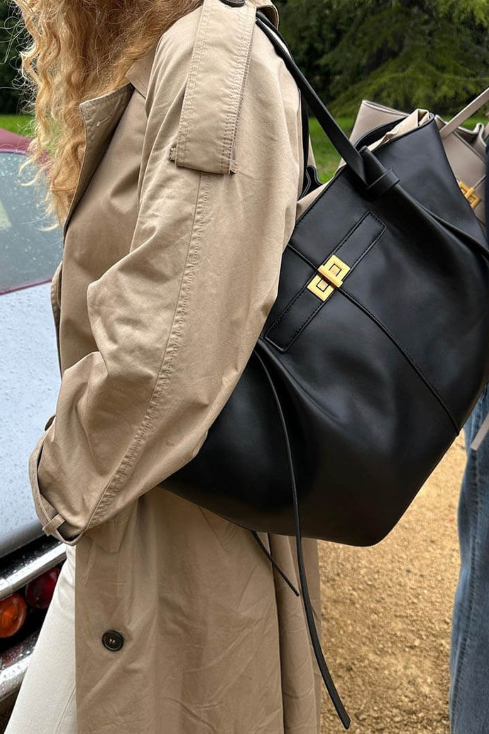 Esmee | Leren totebag voor dagelijks gebruik met sluiting aan de voorkant