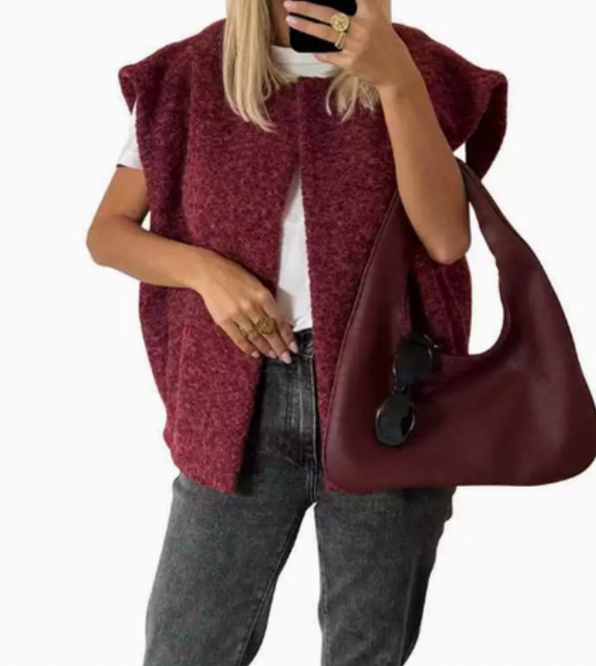 Lolita | Dames vest van luxe mohairmix met ruimvallende pasvorm
