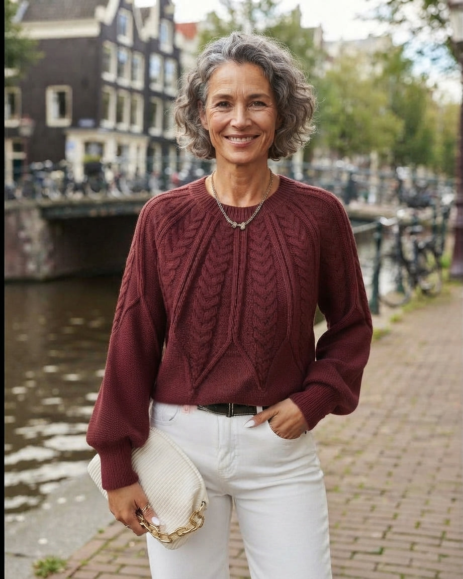 Babette - Dames trui met kabelstructuur, tijdloos en comfortabel